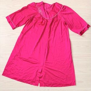 Vintage Shadowline Large Lounger House Coat Robe Pink Long Maxi Pockets Snaps